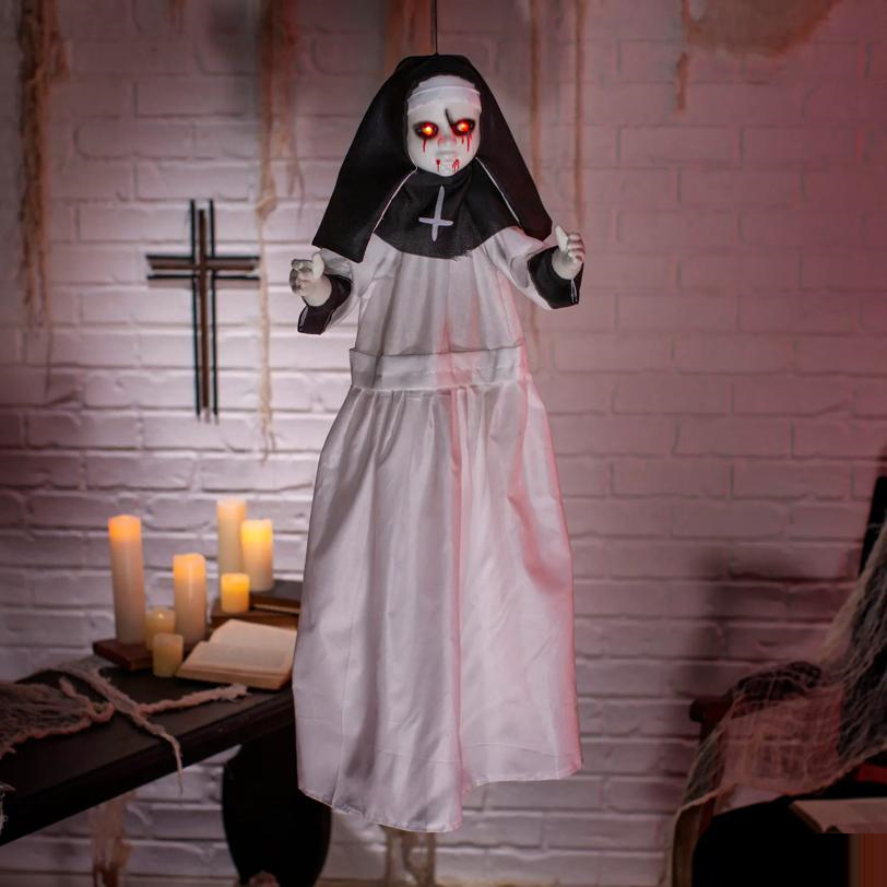 3 Ft. Light-Up Eyes Hanging Nun Halloween Decoration