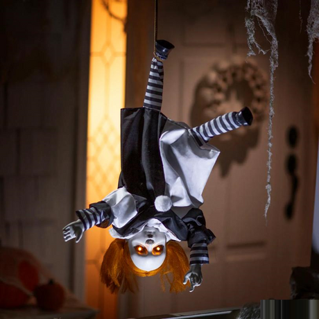 27" Animated Light-Up Shaking Talking Upside-Down Girl Halloween Decoration
