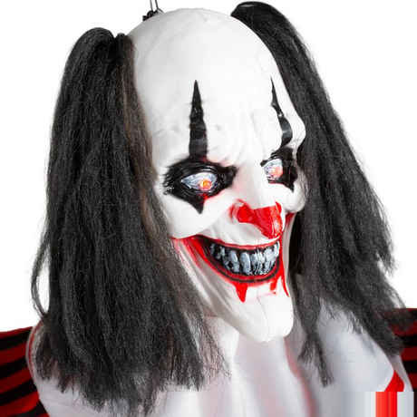 3 Ft. 3" Animated Light-Up Hanging Singing Clown on a Swing Halloween Decoration