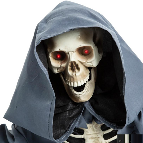 25" Animated Light-Up Raising Groundbreaker Skeleton Reaper Halloween Decoration