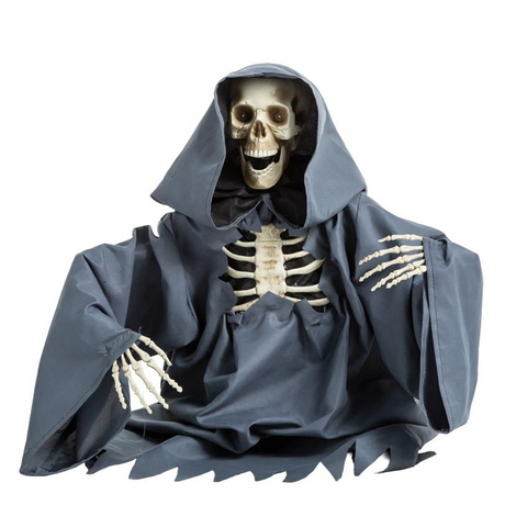 25" Animated Light-Up Raising Groundbreaker Skeleton Reaper Halloween Decoration