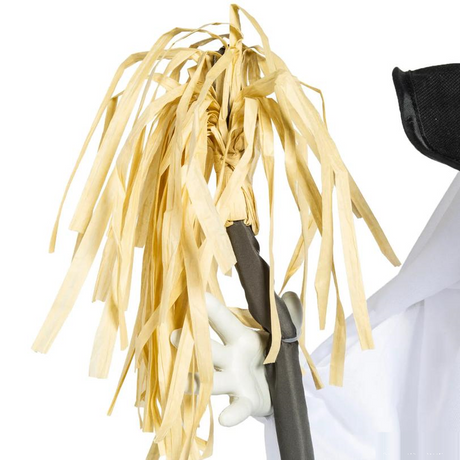 29" Light-Up Standing Ghost with Witch Hat & Broom Halloween Decoration