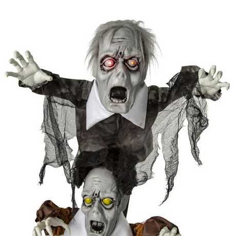 5 Ft. 8" Animated Light-Up Three Stacked Zombies with Sound Halloween Decoration