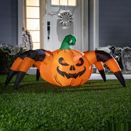 Inflatable Light-Up Creepy Jack-O'-Lantern Spider Halloween Outdoor Decoration - 5 ft