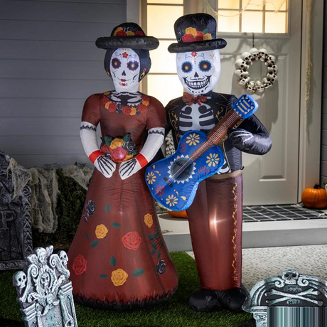Inflatable Light-Up Day of the Dead Couple Outdoor Yard Decoration - 5 ft
