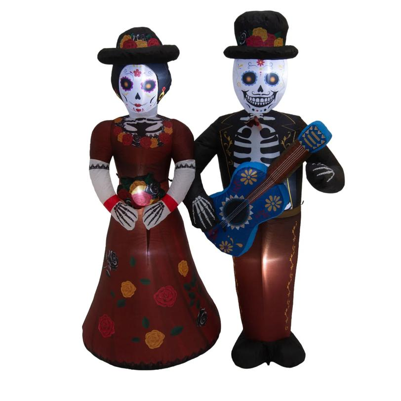 Inflatable Light-Up Day of the Dead Couple Outdoor Yard Decoration - 5 ft