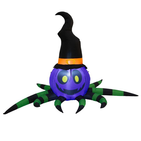 Inflatable Light-Up Spider Witch Halloween Outdoor Yard Decoration - 5 ft