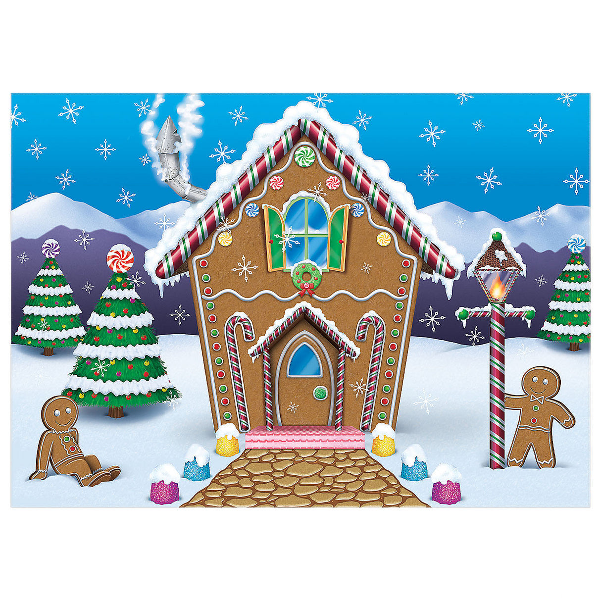 GingerBread House Fabric Backdrop for Holiday Events and Photo Booths