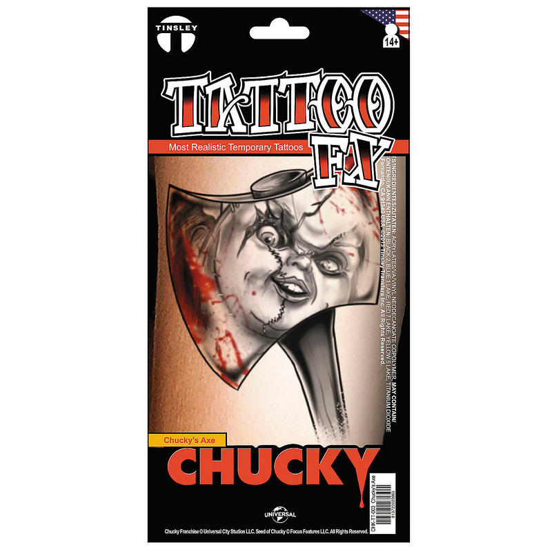 Tinsley Transfers Child's Play Axe Tattoo for Halloween Costume Accessories and Spooky Events