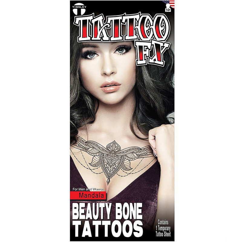 Tinsley Transfers Beauty Bone Mandala Temporary Tattoo for Spiritual Calm and Creative Body Art