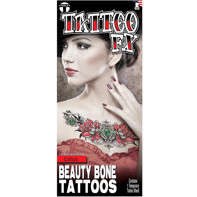 Tinsley Transfers Beauty Bone Lotus Temporary Tattoo for Stunning Body Art and Unique Fashion Statements