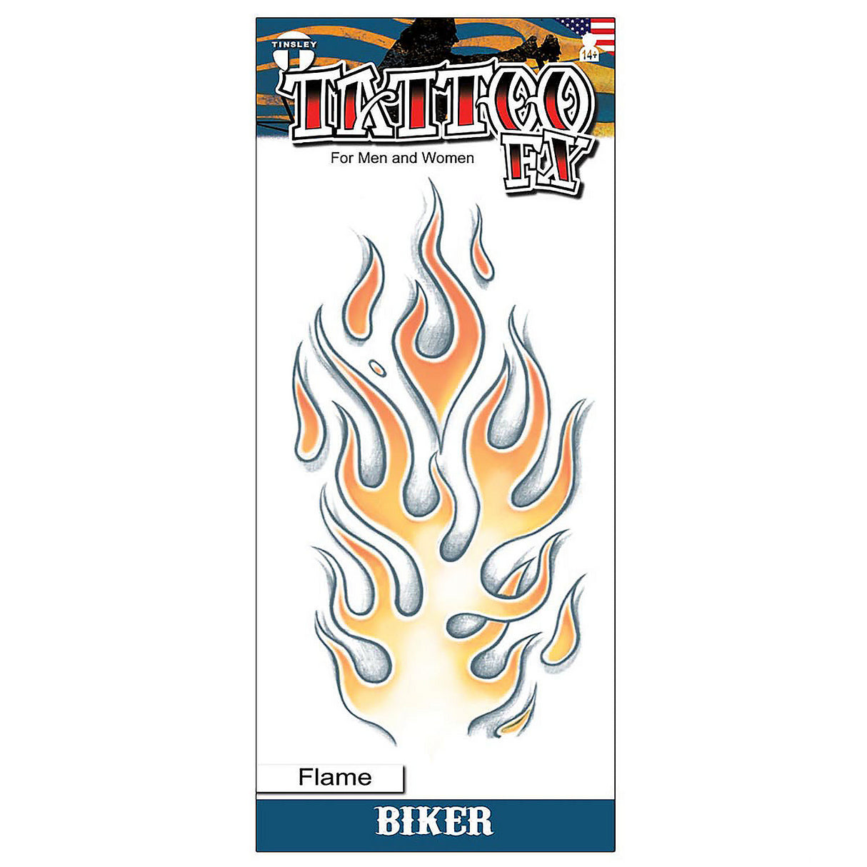 Tinsley Transfers Biker Flame Temporary Tattoo for Halloween Parties and Costume Events