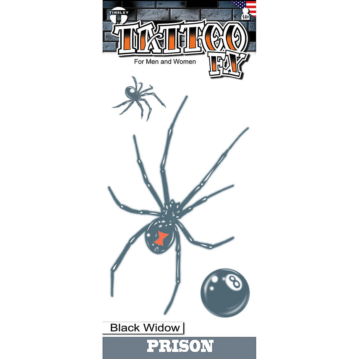 Realistic Tinsley Transfers Prison Black Widow Temporary Tattoos for Halloween and Costuming Fun