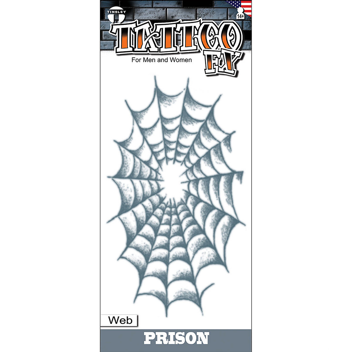 Realistic Tinsley Transfers Prison Web Temporary Tattoo for Halloween Costumes Beach Parties and Fun Events