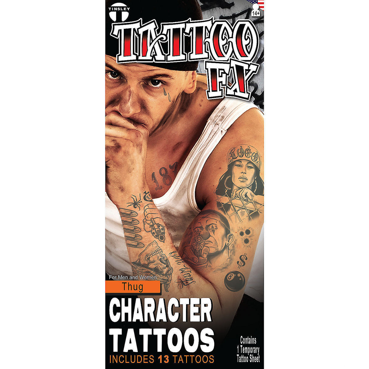 Character Thug Temporary Tattoos for Costume Looks and Creative Makeup Designs