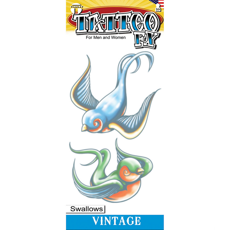 Realistic Vintage Swallows Temporary Tattoos for Navy Themed Costumes and Unique Body Art