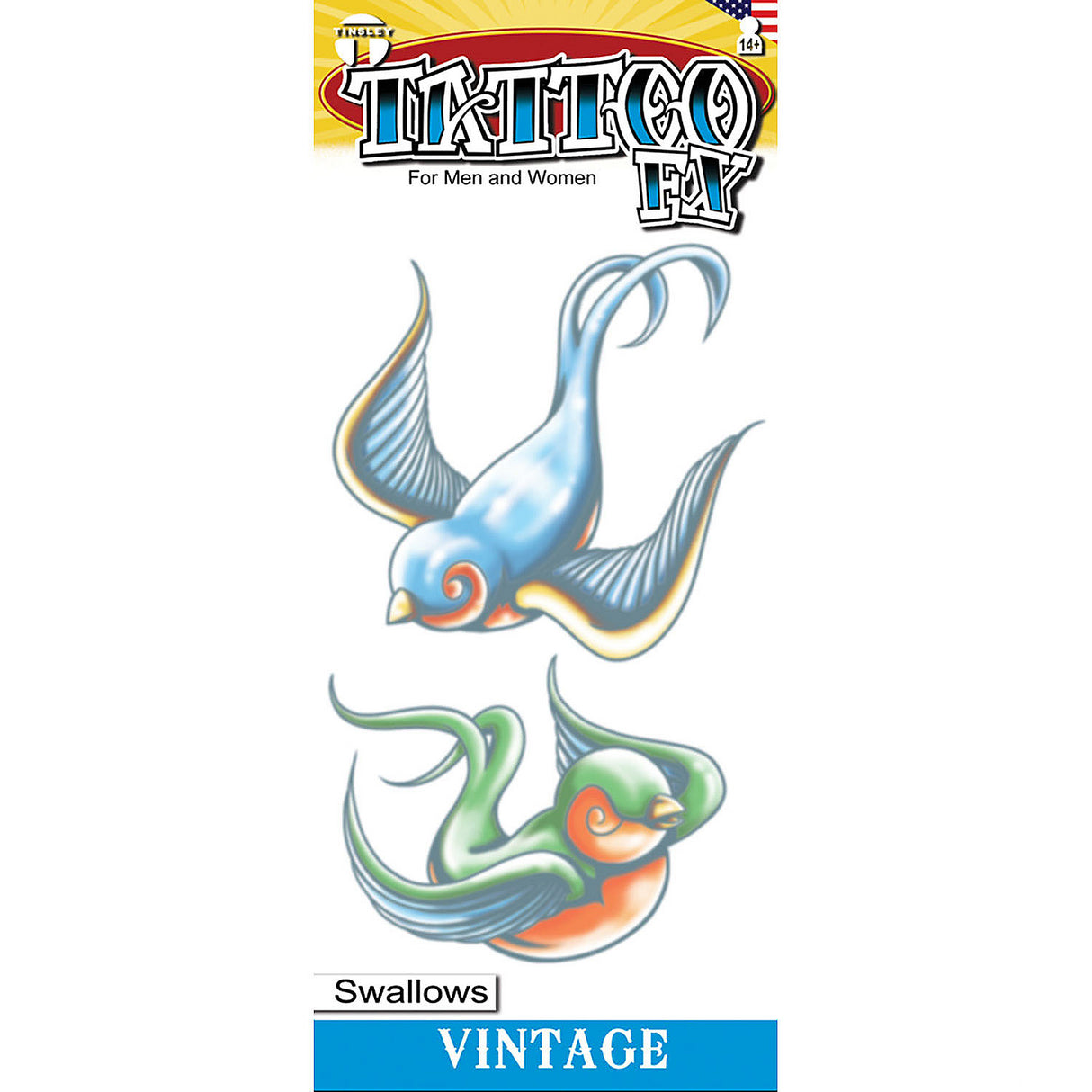 Realistic Vintage Swallows Temporary Tattoos for Navy Themed Costumes and Unique Body Art