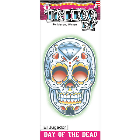 Tinsley Transfers Day of the Dead El Jugador Temporary Tattoo
