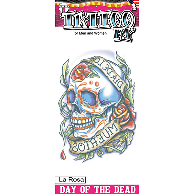 Tinsley Transfers Day of the Dead La Rosa Temporary Tattoo