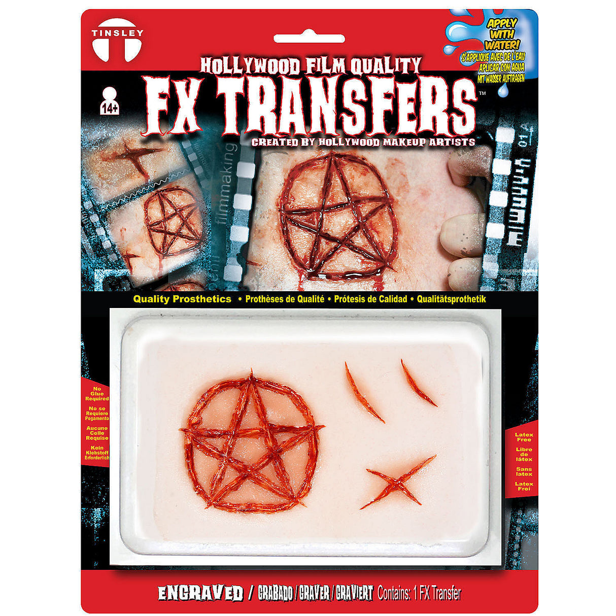 Realistic Tinsley Transfers Engraved 3D FX Transfer Prosthetics for Halloween Costume Makeup and Special Effects