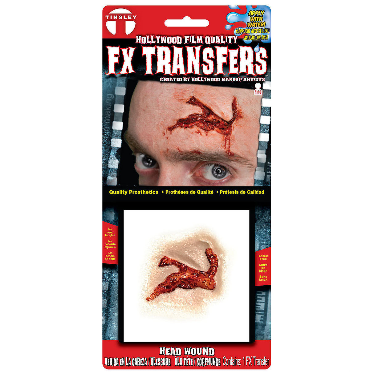 Tinsley Transfers Head Wound FX Transfer for Halloween Costume and Spooky Themes