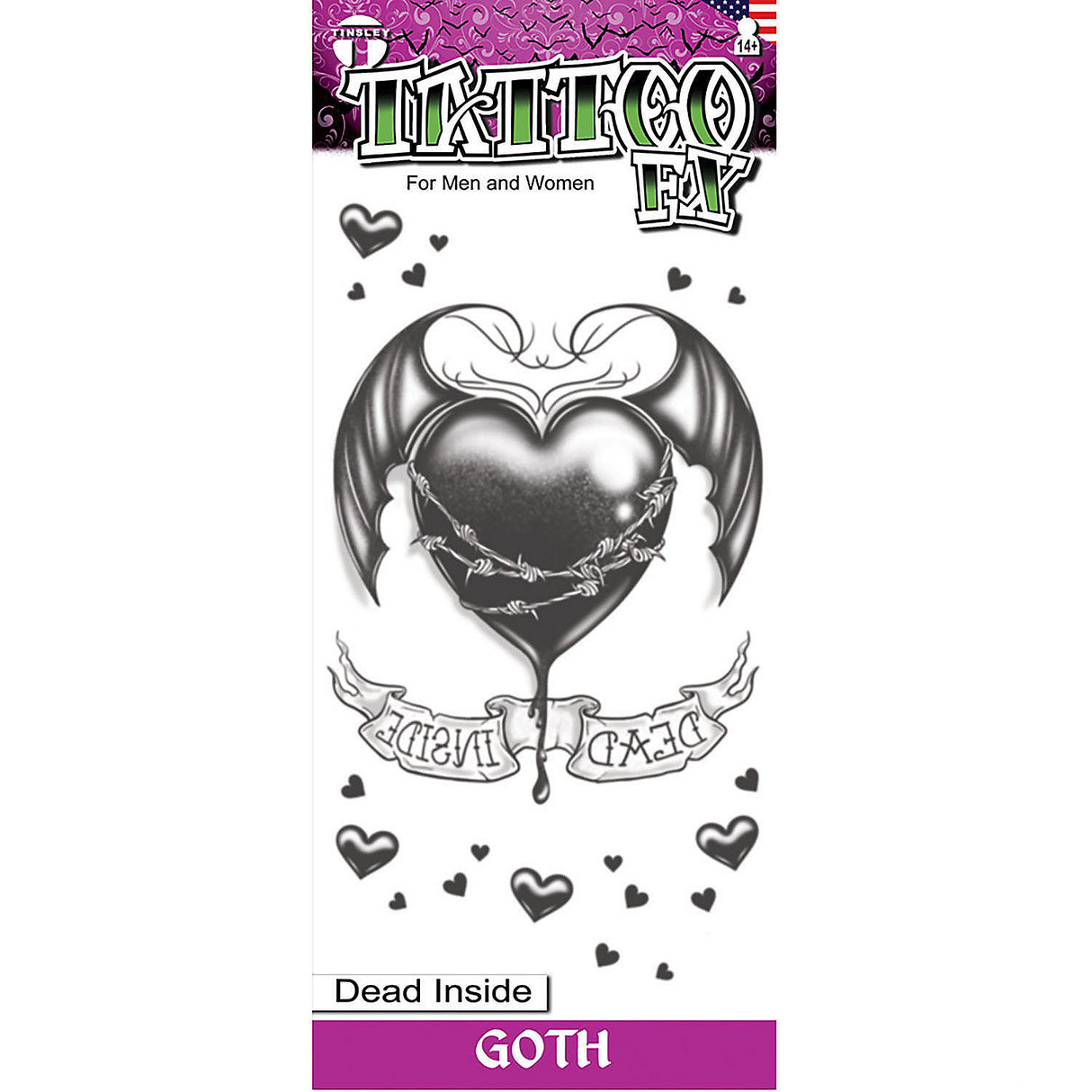 Unique Goth Dead Inside Temporary Tattoo for Halloween Parties and Creative Cosplay Events