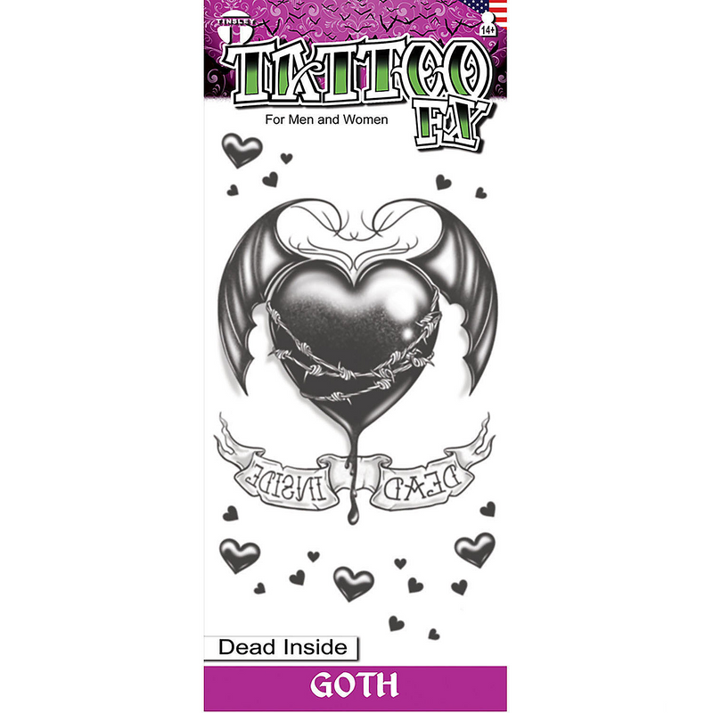 Tinsley Transfers Goth Dead Inside Temporary Tattoo
