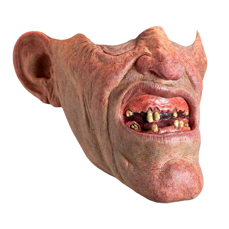 Comfortable Tinsley Transfers Under Bite Latex Half Mask for Halloween Costume and Spooky Events