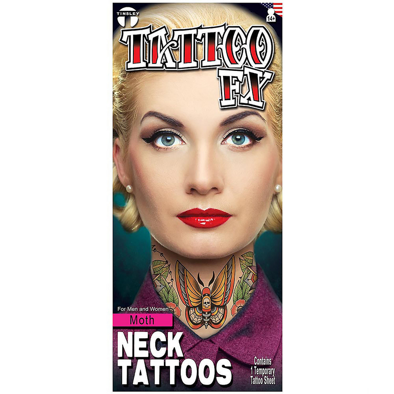 Tinsley Transfers Neck Tattoo Moth Temporary Tattoos