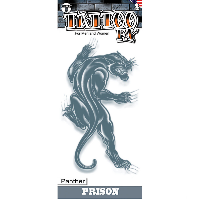 Prison Panther Temporary Tattoo - Muscular Design for Costumes product image showing the design and