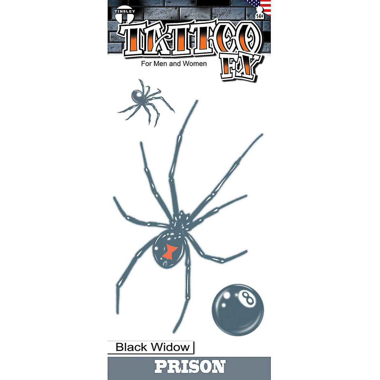 Tinsley Transfers Black Widow Temporary Tattoo for Creative Halloween Costume and Playful Body Art