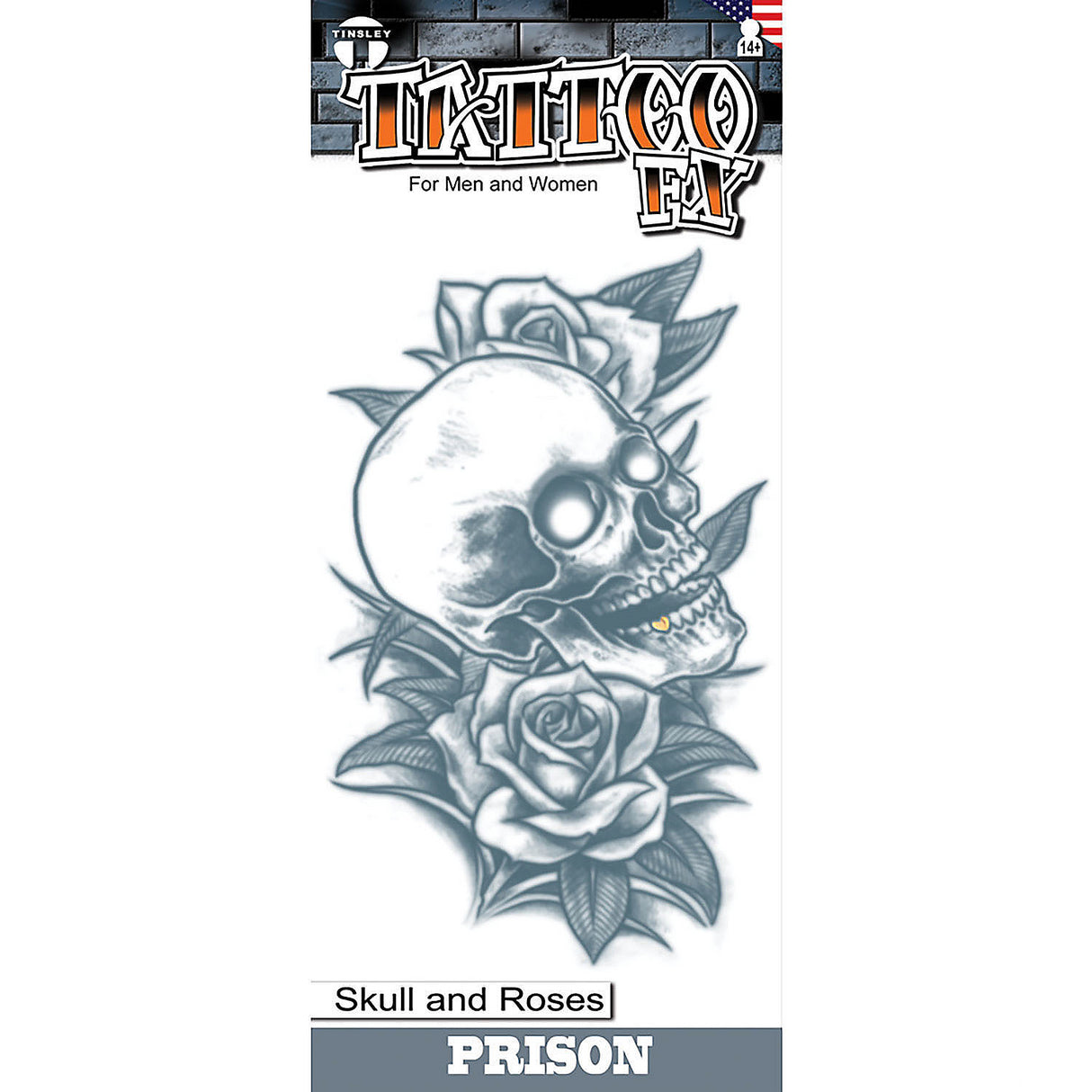 Skull & Roses Temporary Tattoo for Halloween Costume Parties and Creative Body Art