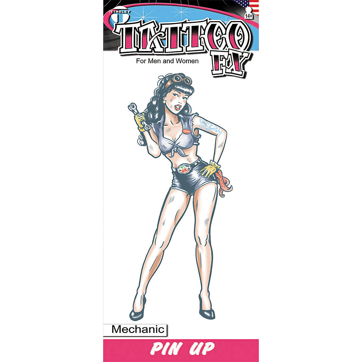 Realistic Mechanic Pin Up Tattoo FX for Costume Accessories Halloween and Party Fun