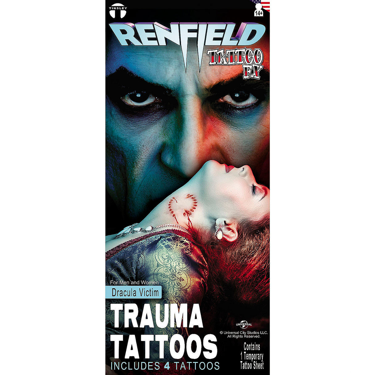 Official Tinsley Transfers Draculas Victim Temporary Tattoo for Halloween Parties and Themed Events
