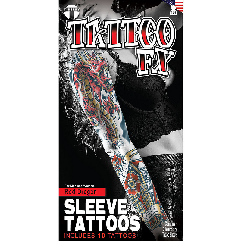 Red Dragon Sleeve Temporary Tattoos for Self-Expression Costume Parties and Themed Events