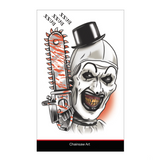 Tinsley Transfers Terrifier Art the Clown Chainsaw Art Temporary Tattoo