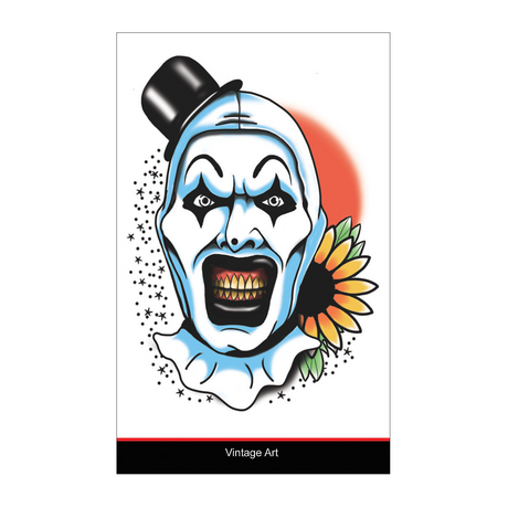 Tinsley Transfers Terrifier Art the Clown Vintage Art Temporary Tattoo
