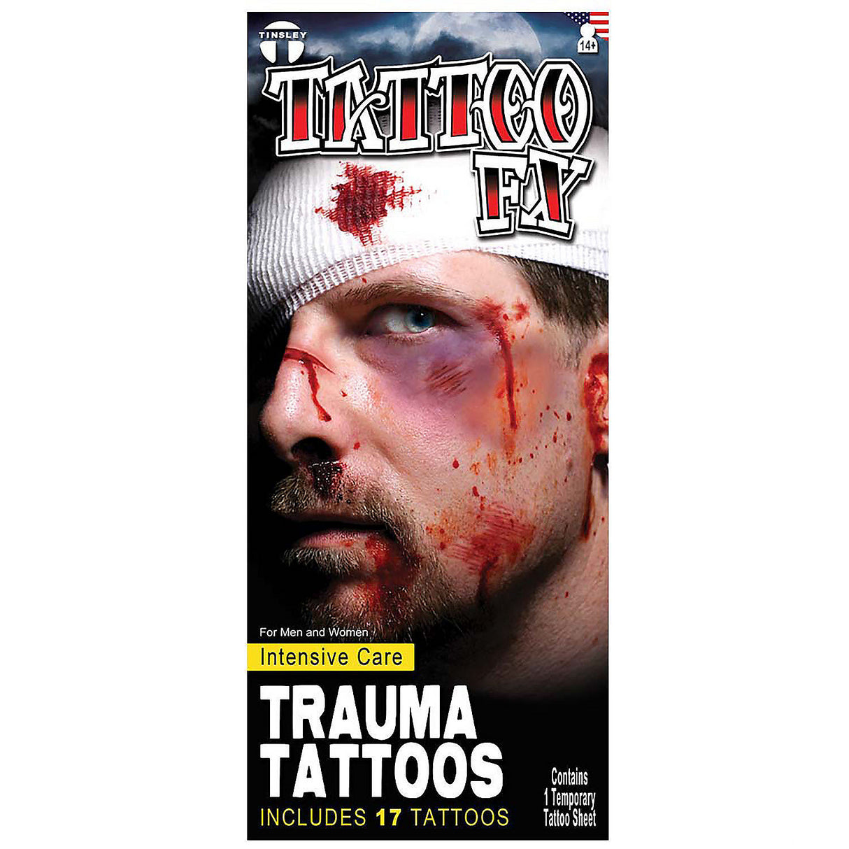 Realistic Intensive Care Trauma Temporary Tattoo for Halloween Events Costume Parties and Theatrical Productions