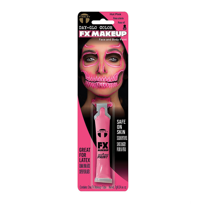 Vibrant Dayglo Makeup in Acid Green Electric Blue and Hot Pink for Halloween Cosplay and Parties