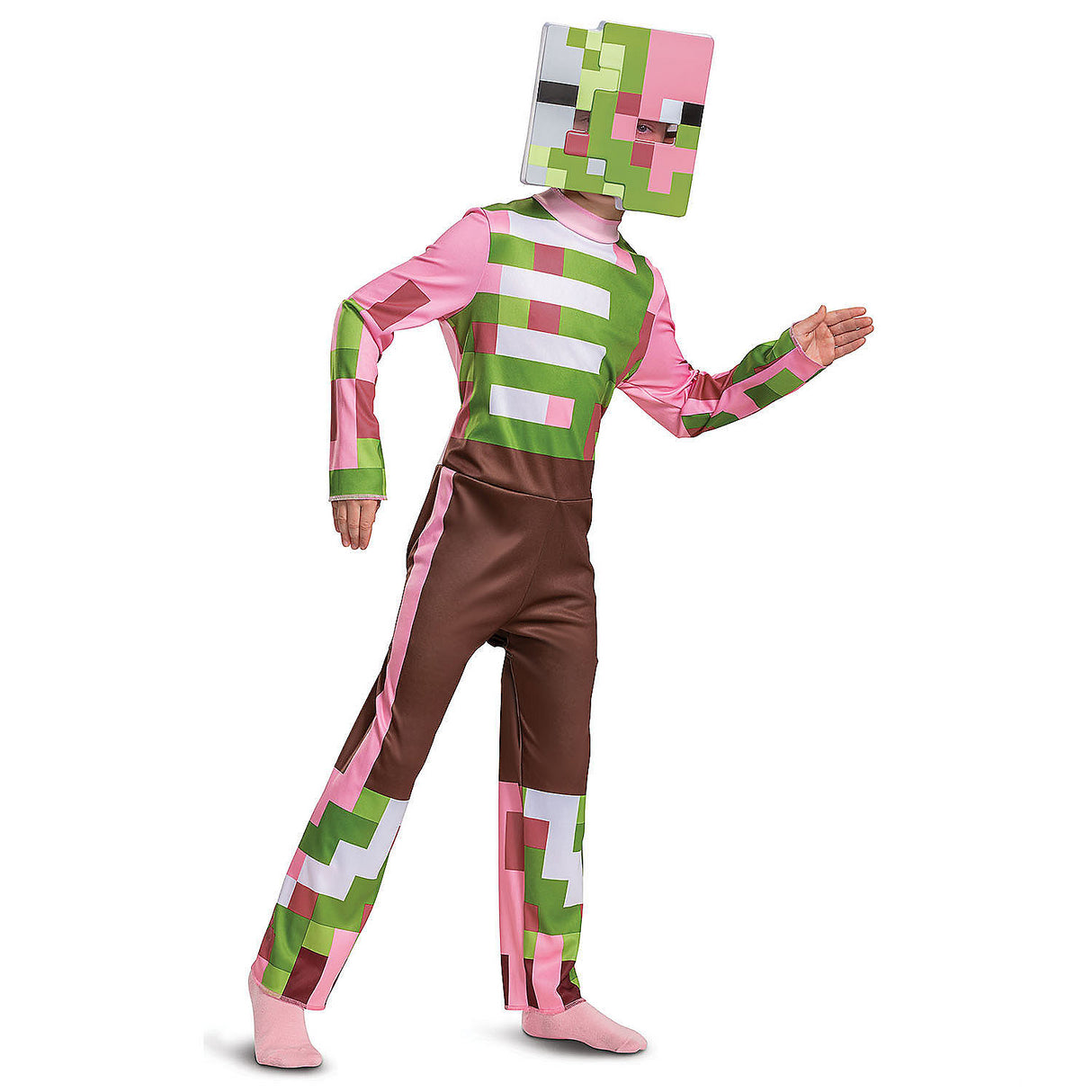 Classic Minecraft Zombie Pigman Jumpsuit Costume for Kids Halloween Parties and Dress-Up Play