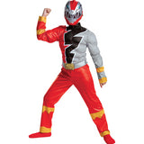 Boy's Red Ranger Dino Fury Muscle Costume for Halloween Parties and Superhero Adventures