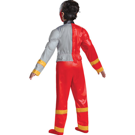 Boy's Red Ranger Dino Fury Muscle Costume for Halloween Parties and Superhero Adventures