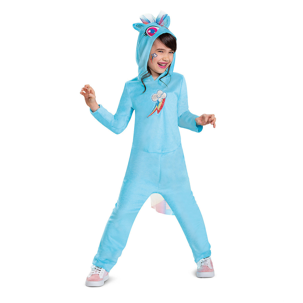 Kids Rainbow Dash Hooded Jumpsuit Costume for Creative Play Halloween Parties and Imaginative Adventures