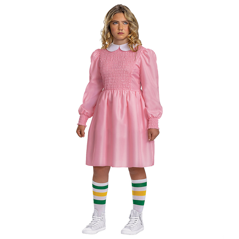 Classic Stranger Things Eleven Pink Dress Costume for Halloween Parties and Creative Dress Up Fun