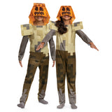 Kids Classic Minecraft Husk Jack O Lantern Hooded Jumpsuit Costume for Halloween Parties and Theme Events