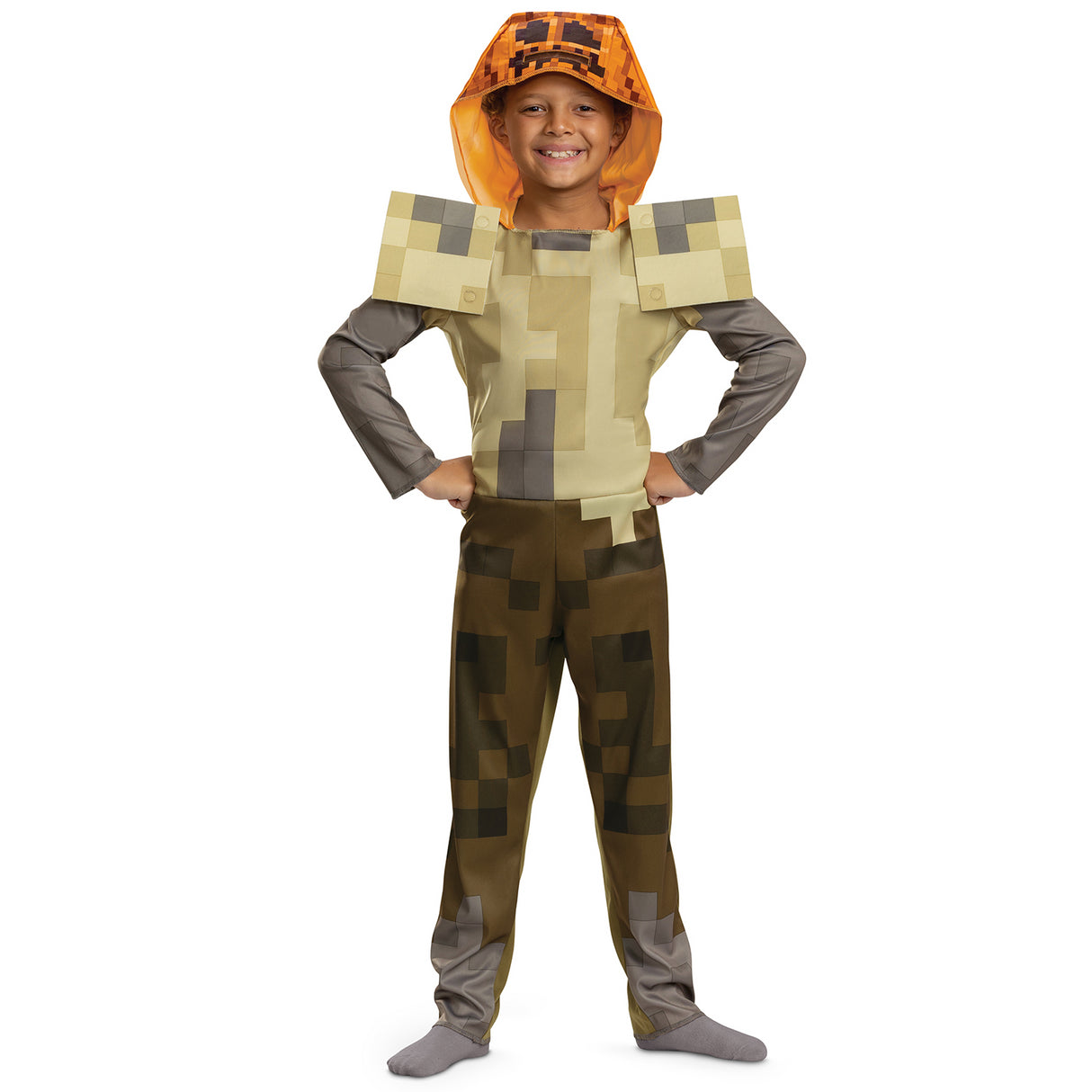 Kids Classic Minecraft Husk Jack O Lantern Hooded Jumpsuit Costume for Halloween Parties and Theme Events