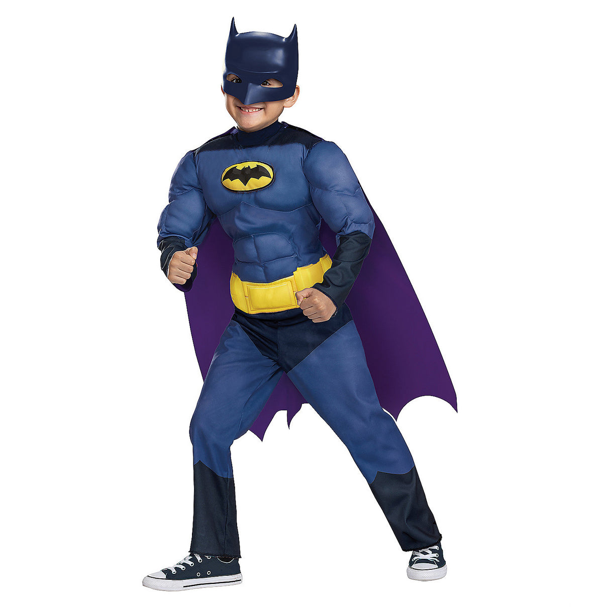 Classic Muscle Batweels Batman Costume for Kids Halloween Dress Up and Imaginative Play
