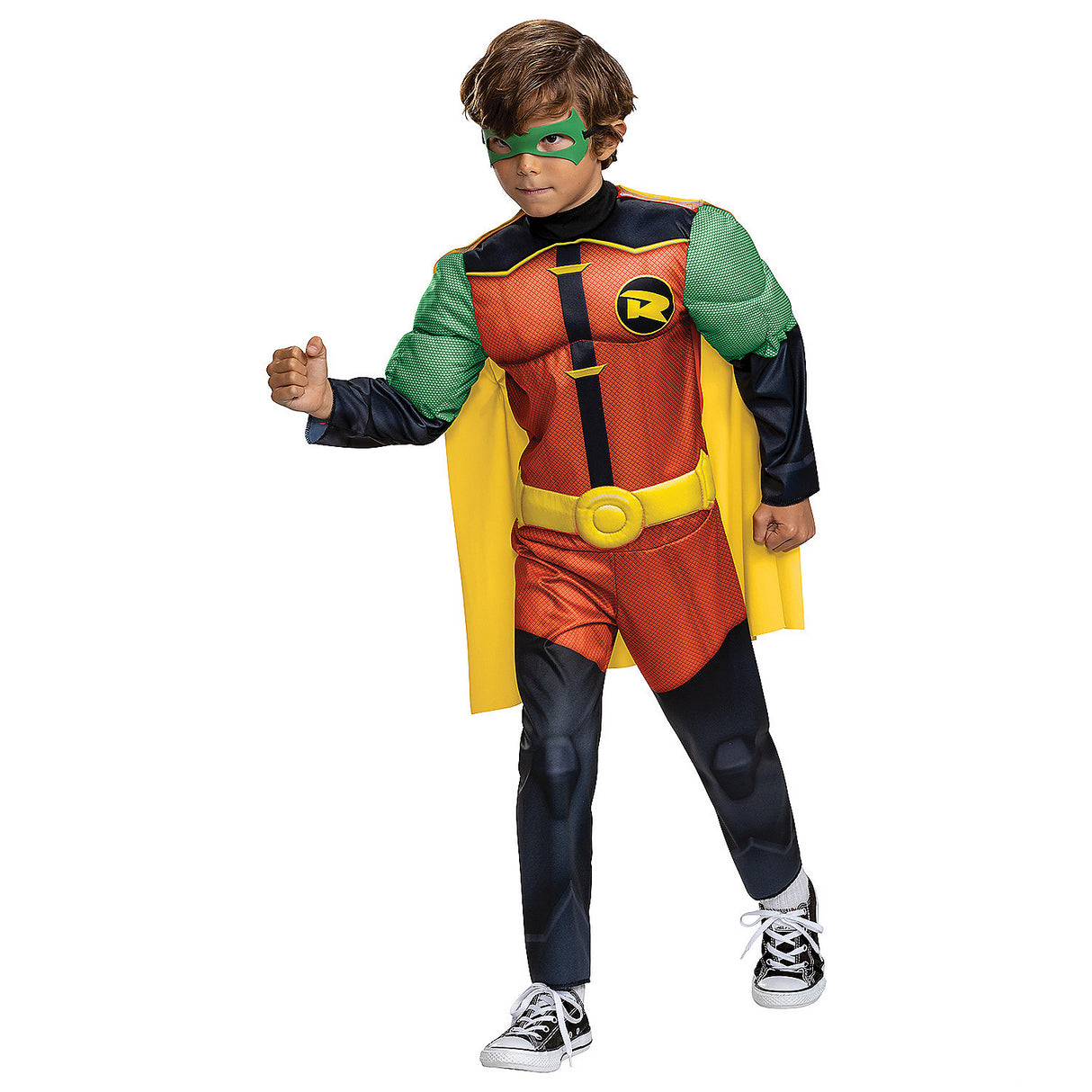 Kid's Classic Muscle Batwheels Robin Costume for Halloween Adventures Superhero Themed Events and Creative Play