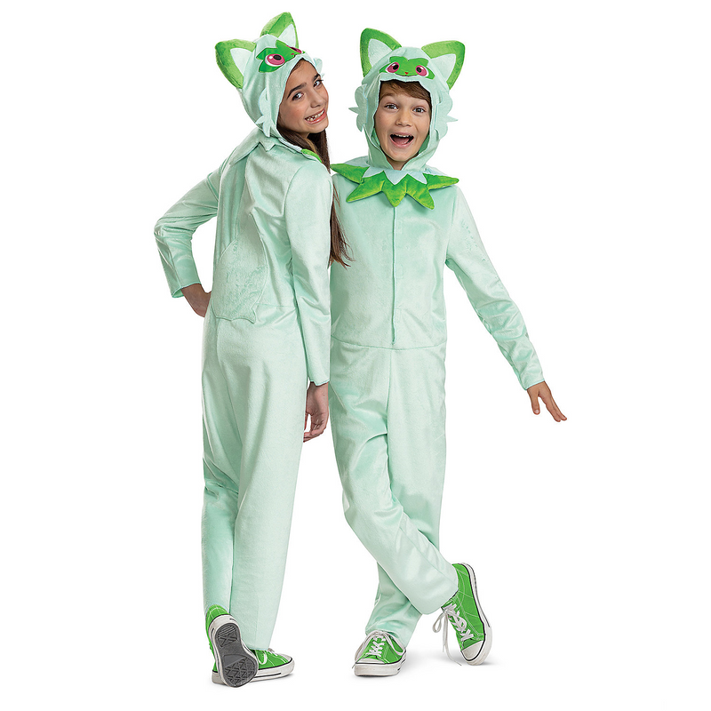 Kids Pokémon Sprigatito hooded Halloween jumpsuit