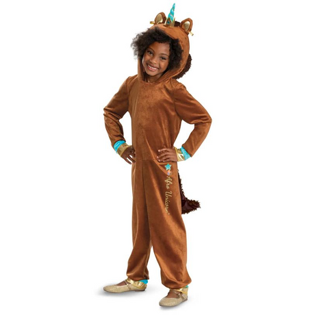 Girl's Deluxe Afro Unicorn Jumpsuit Costume